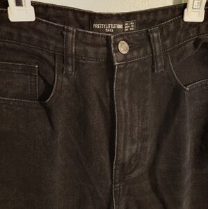 Pretty Little Thing Black Ripped Tall Boyfriend Jeans Size 6